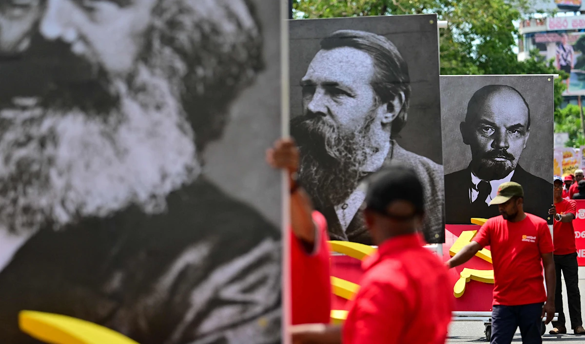 Frontline Socialist Party taking part in a rally to mark International Labour Day in Colombo on May 1, 2025. (AFP)